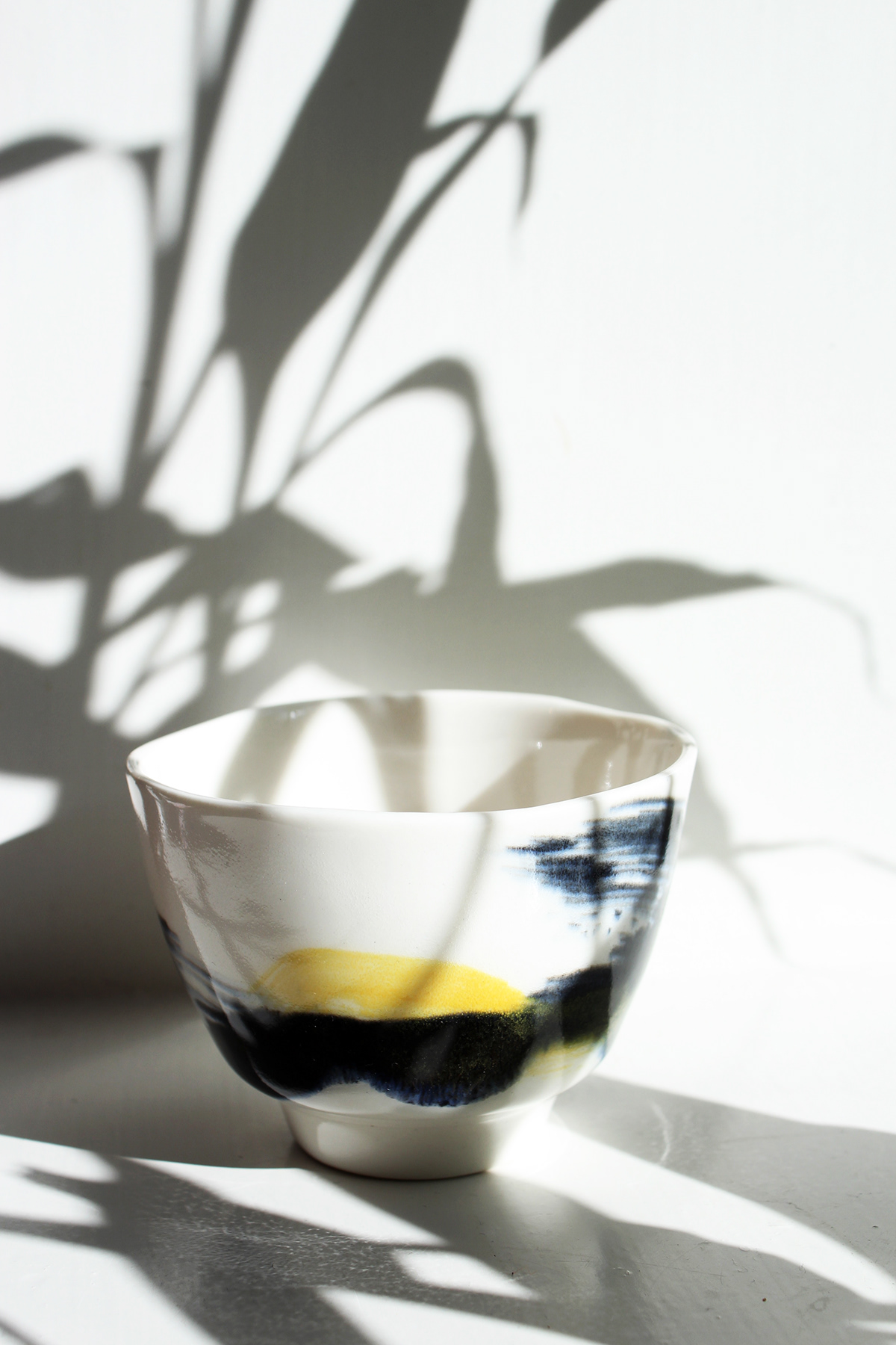 art ceramics  clay design Finnish Design glaze slipcasted tableware tea cup yellow