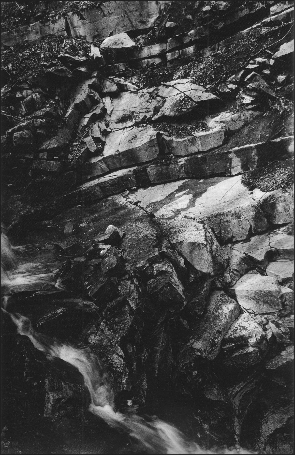 Fujica STX1 Landscape black and white silverprint boulders creek