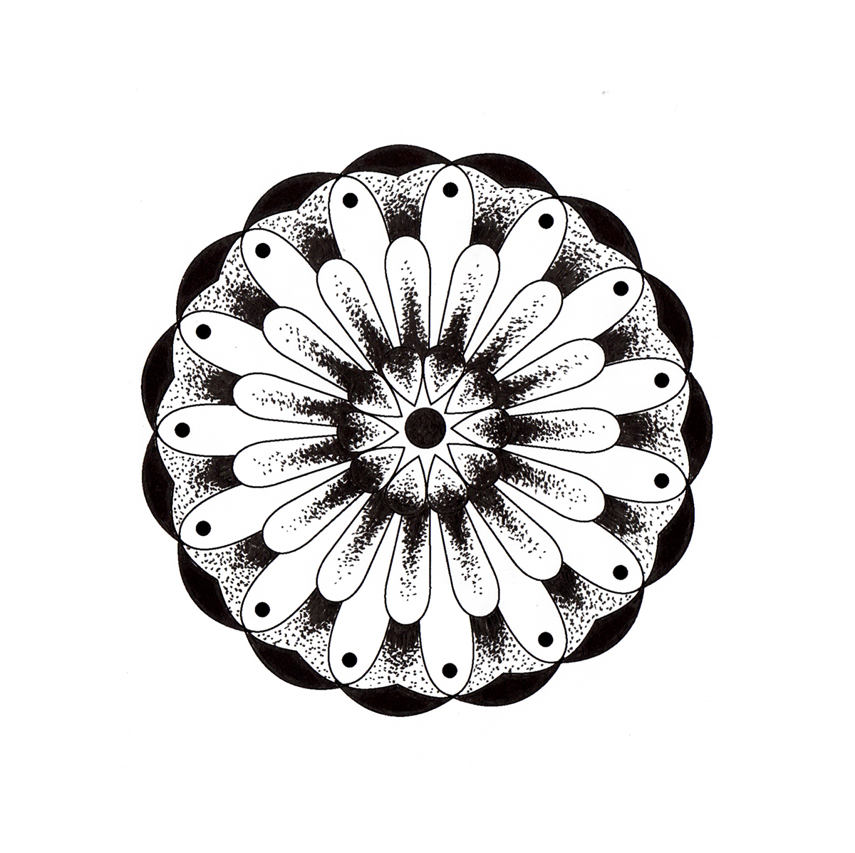 Flowers tattoo geometric pattern dots spippiling  dot art