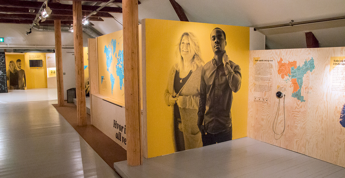 Exhibition  logo pantone norway oslo inspire Interior language museum plywood