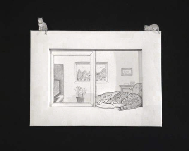 paper engineering pencil drawing 3D piece observation paper cut out