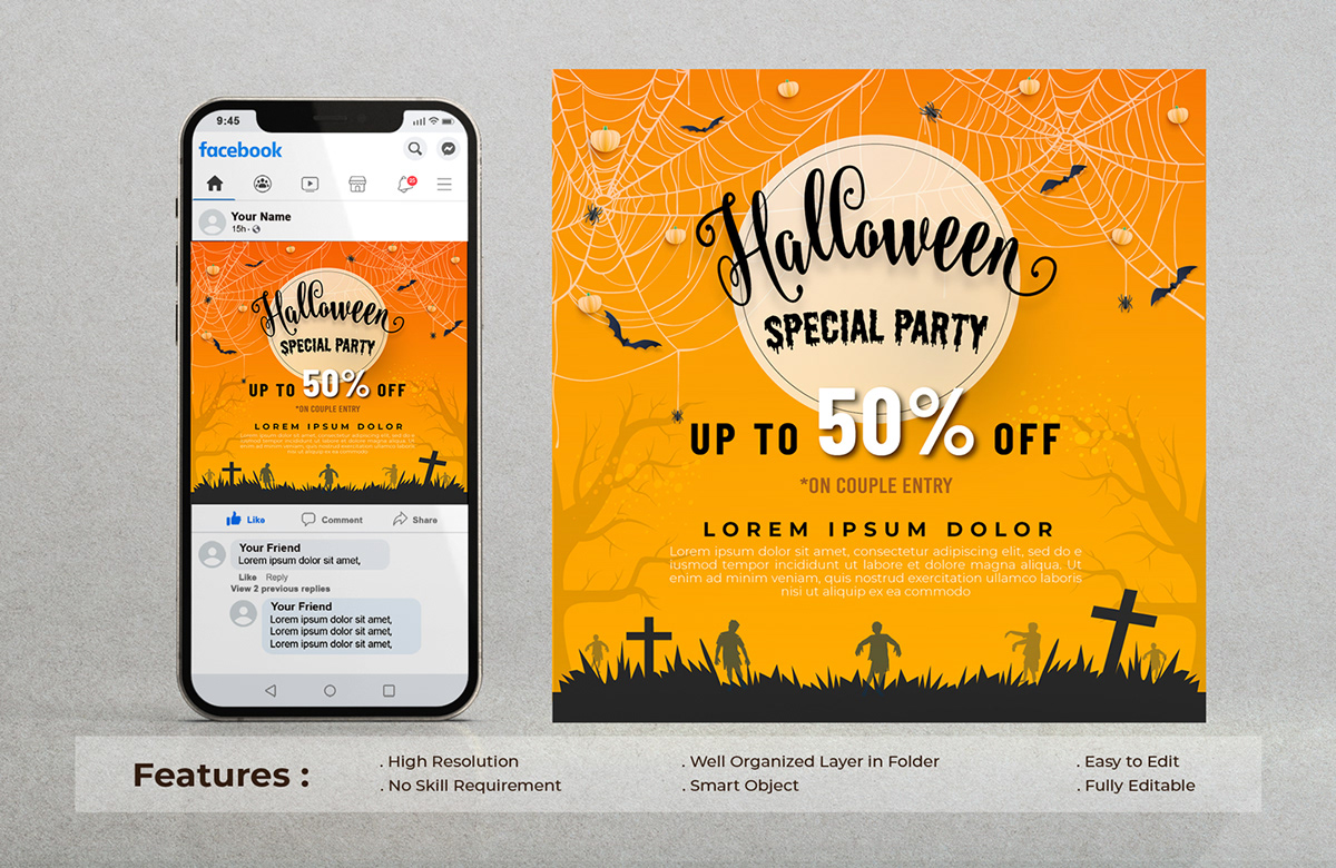 banner brand identity branding  graphic Halloween Halloween Design marketing   template typography   vector