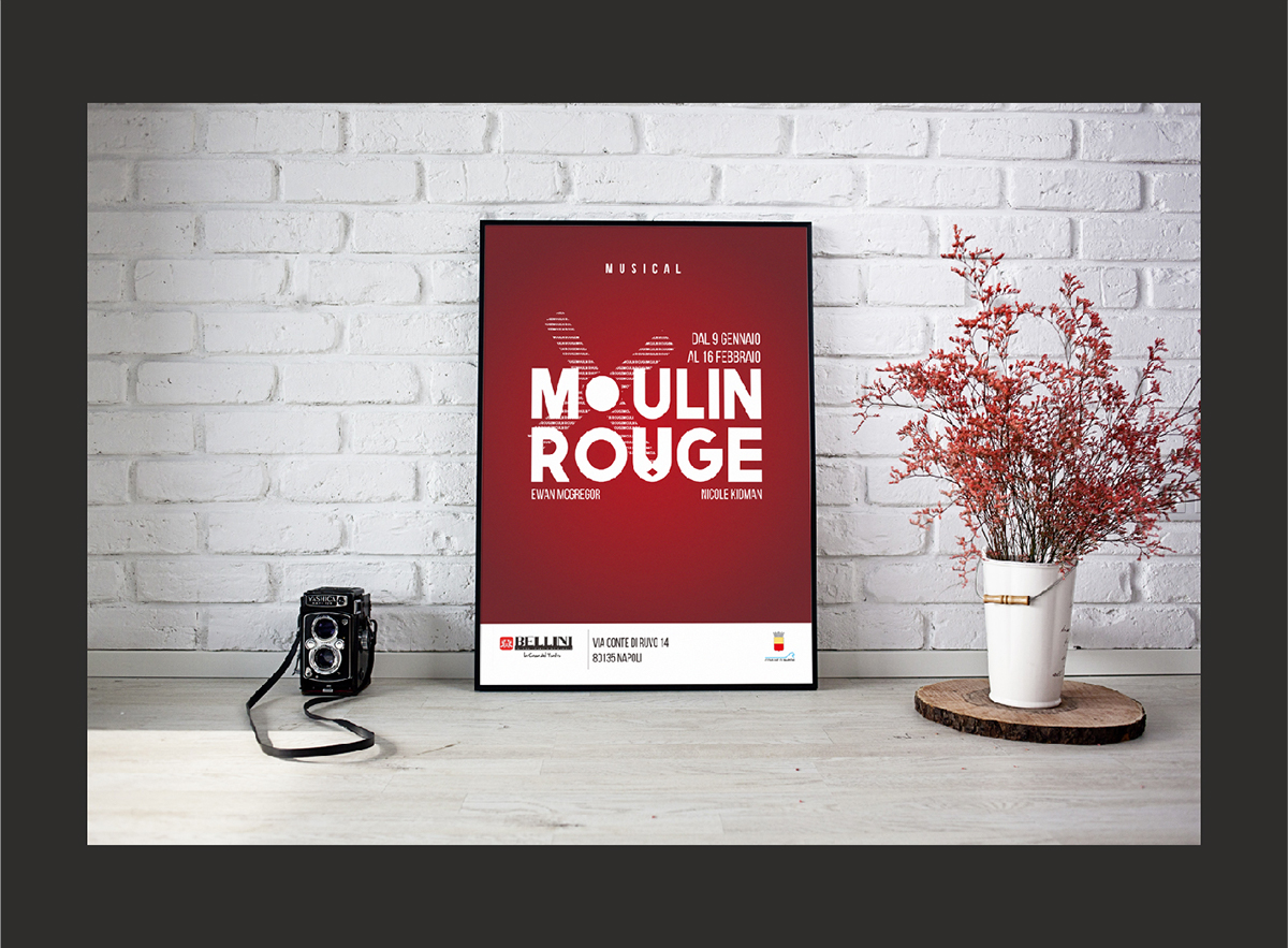 poster Moulin rouge Moulin rouge red blue graphic design Mockup presentation