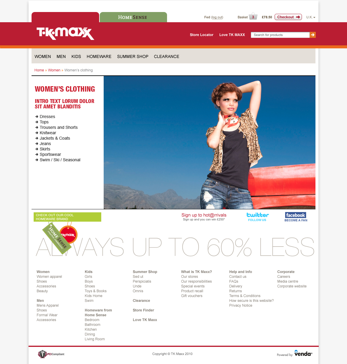Retail web site fashion web design eCommerce Web Design