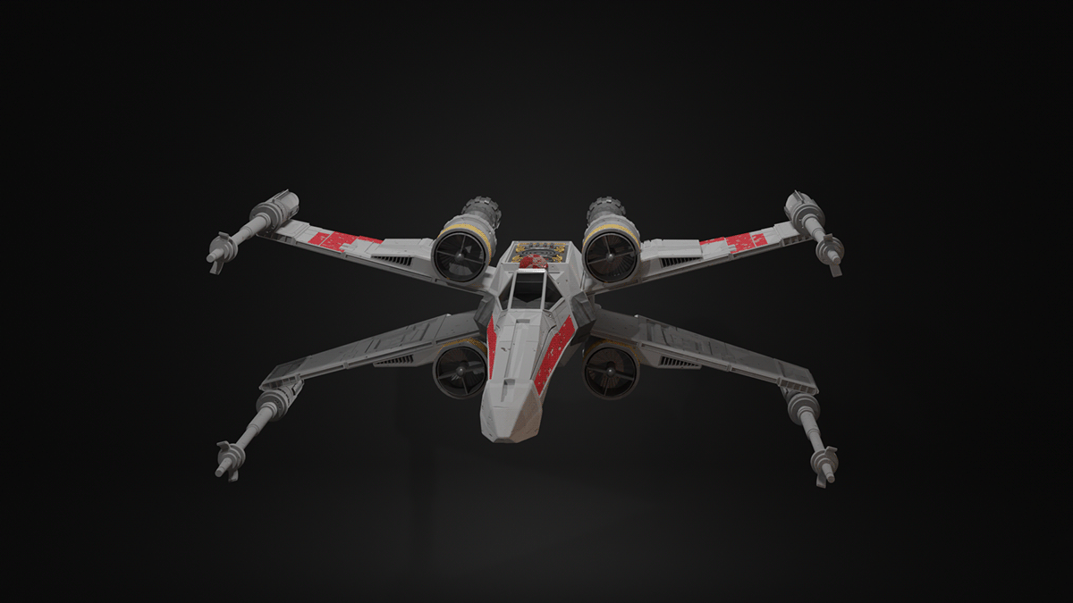 3D blender CGI modeling Space  STARWAS X-wing xwing