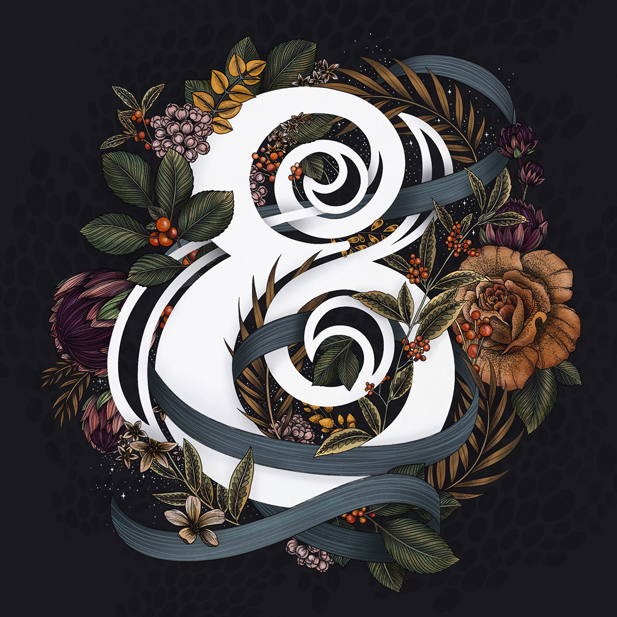 ampersand logo botanical floral pattern Packaging branding  typography   lettering hyperrealism