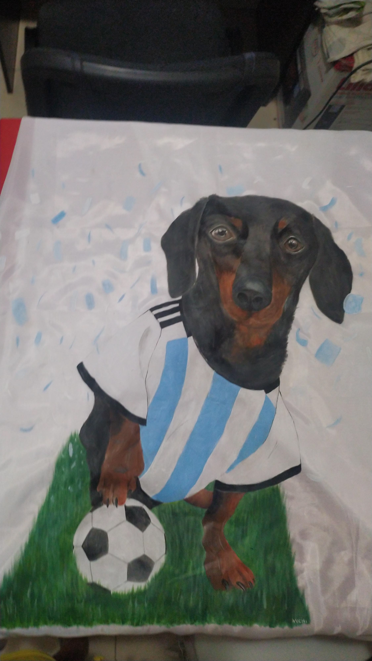 argentina arte Daschund dibujo diseño Futbol ilustracion mundial Pintura sobre tela soccer