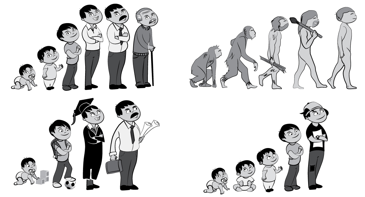 ilustracion niños pasos steps procesos educación