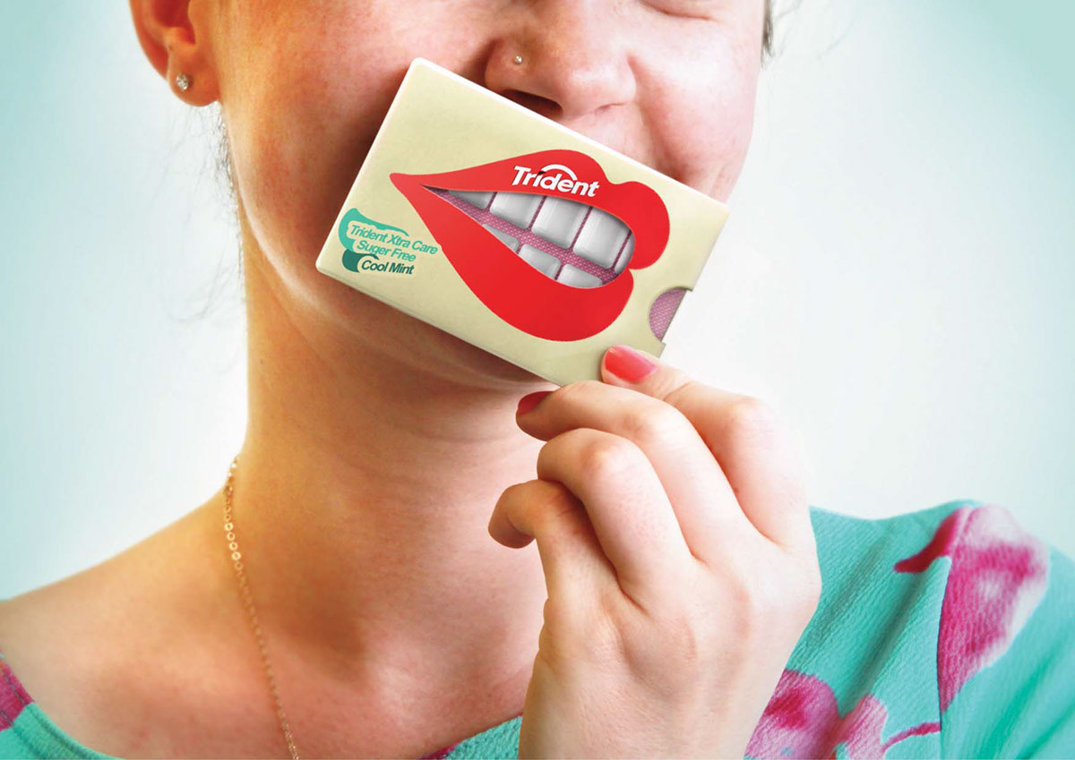 Adobe Portfolio Trident chewing gum sugar-free smile Mouth lips interactive teeth tooth chewing gum gums die-cut Window