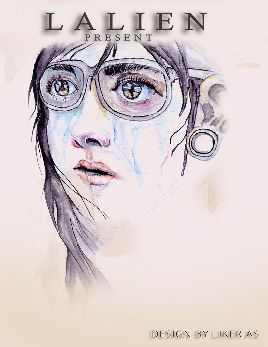 LALIEN watercolor girl Cry sad