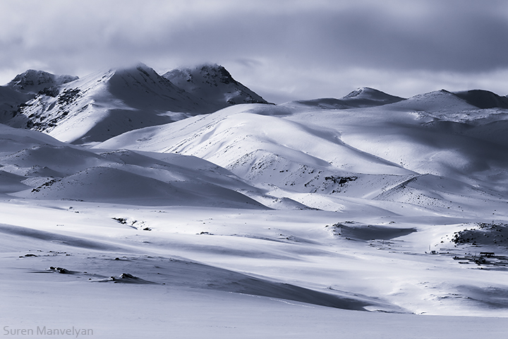 Armenia winter snow waves Landscape aragats