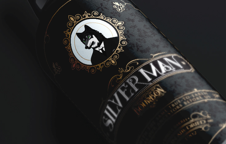 Packaging Logo Design Brand Design Whiskey alcohol vintage bottle label design wolf logo print design  product design 