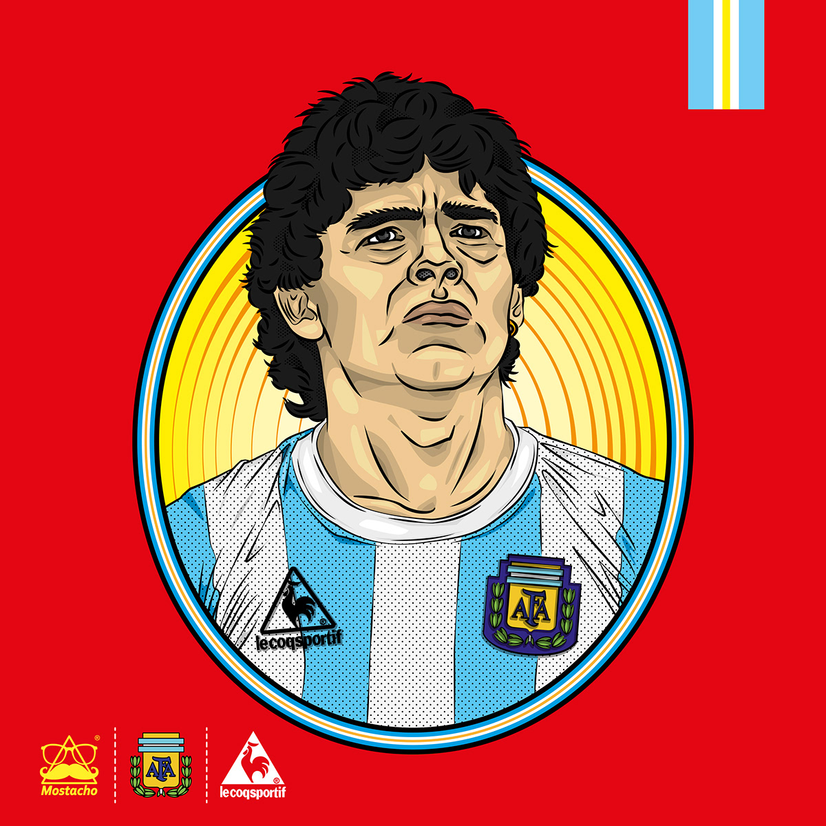maradona Diego Maradona EL PELUSA COPA MUNDO 86 mundial 86  ilustracion Le Coq Sportif argentina