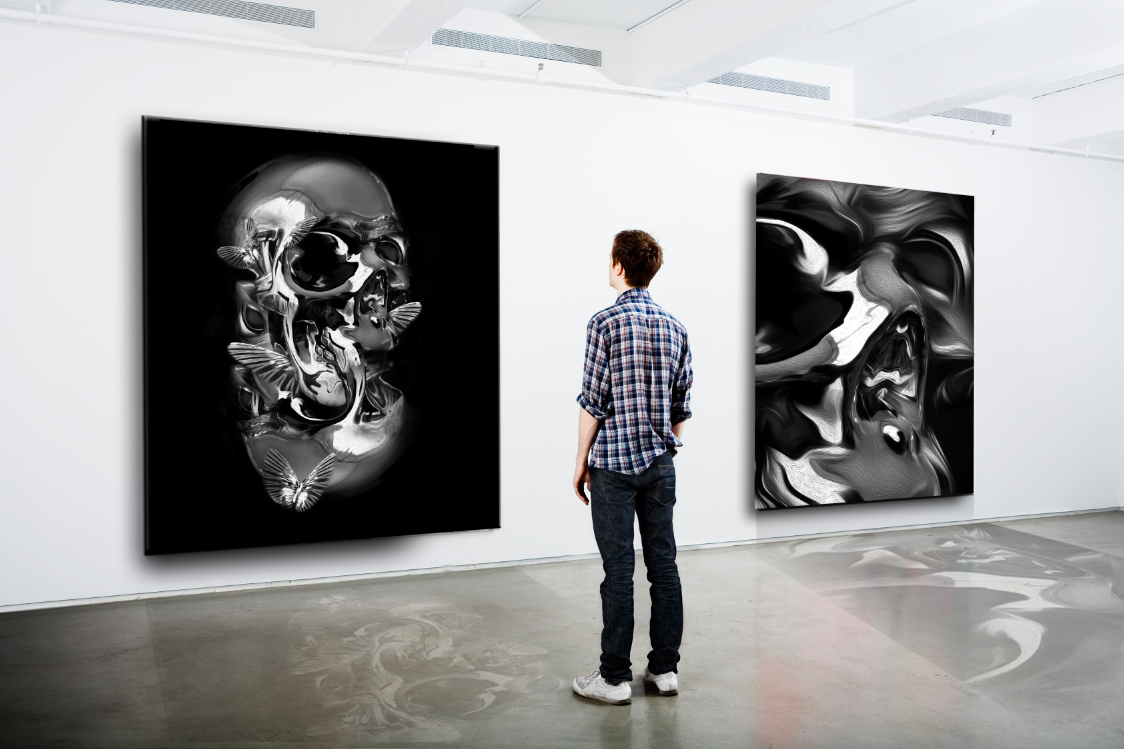 fantasmagorik nicolas obery digital sculpture dark black chrome oscar fantastic curioos skull crane dead metal liquide Awards