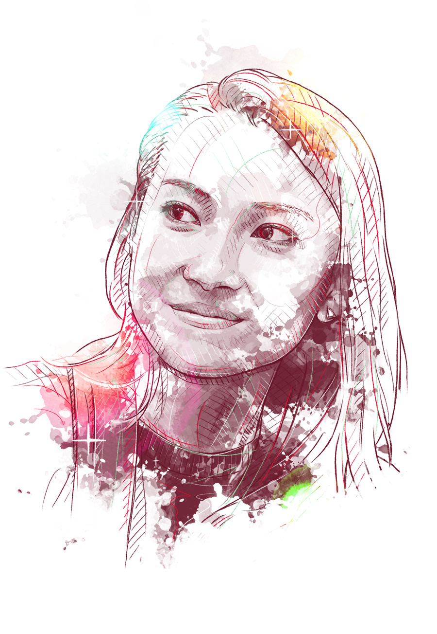 portrait watercolor watercolour face report splash ink pencil Drawing 