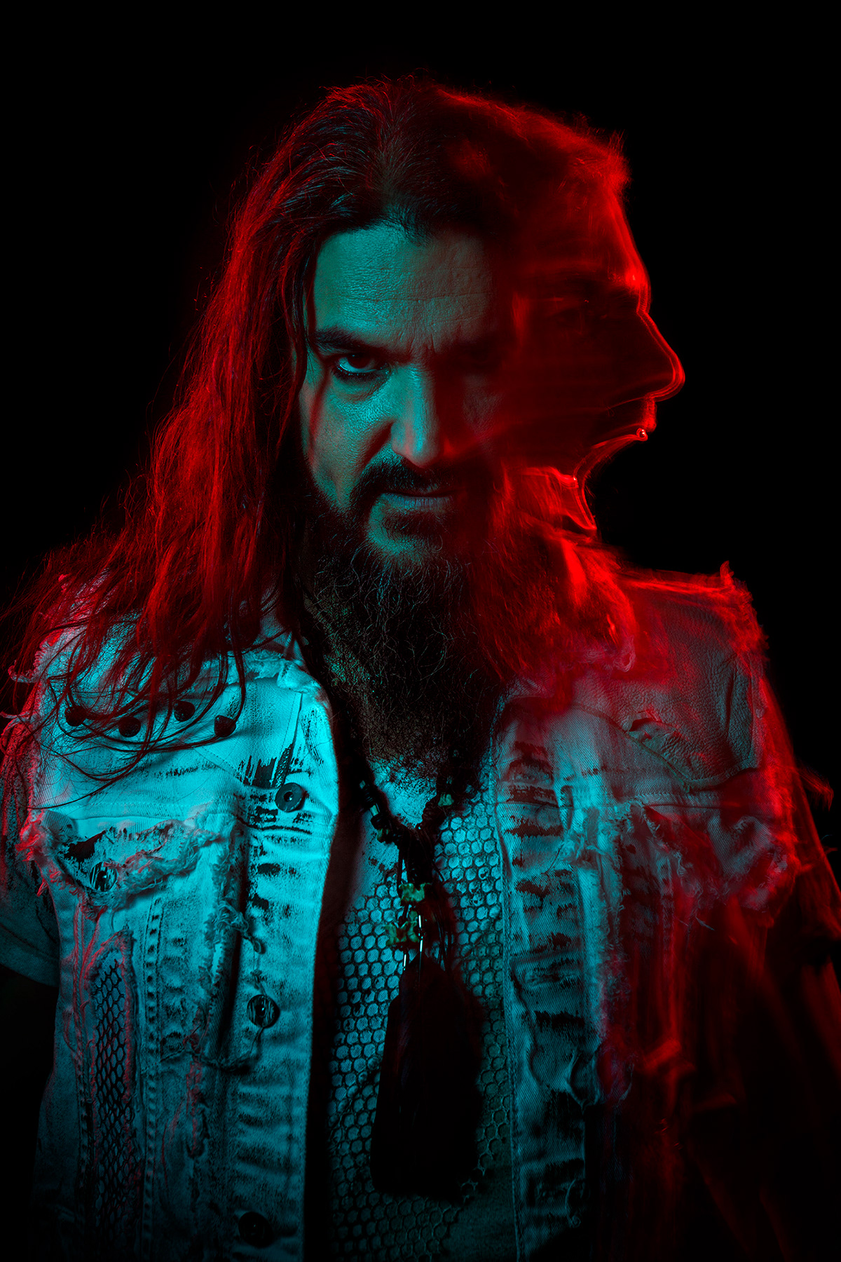 band coloured gels cover shoot heavy metal machine head metal music music photography Rob Flynn rock