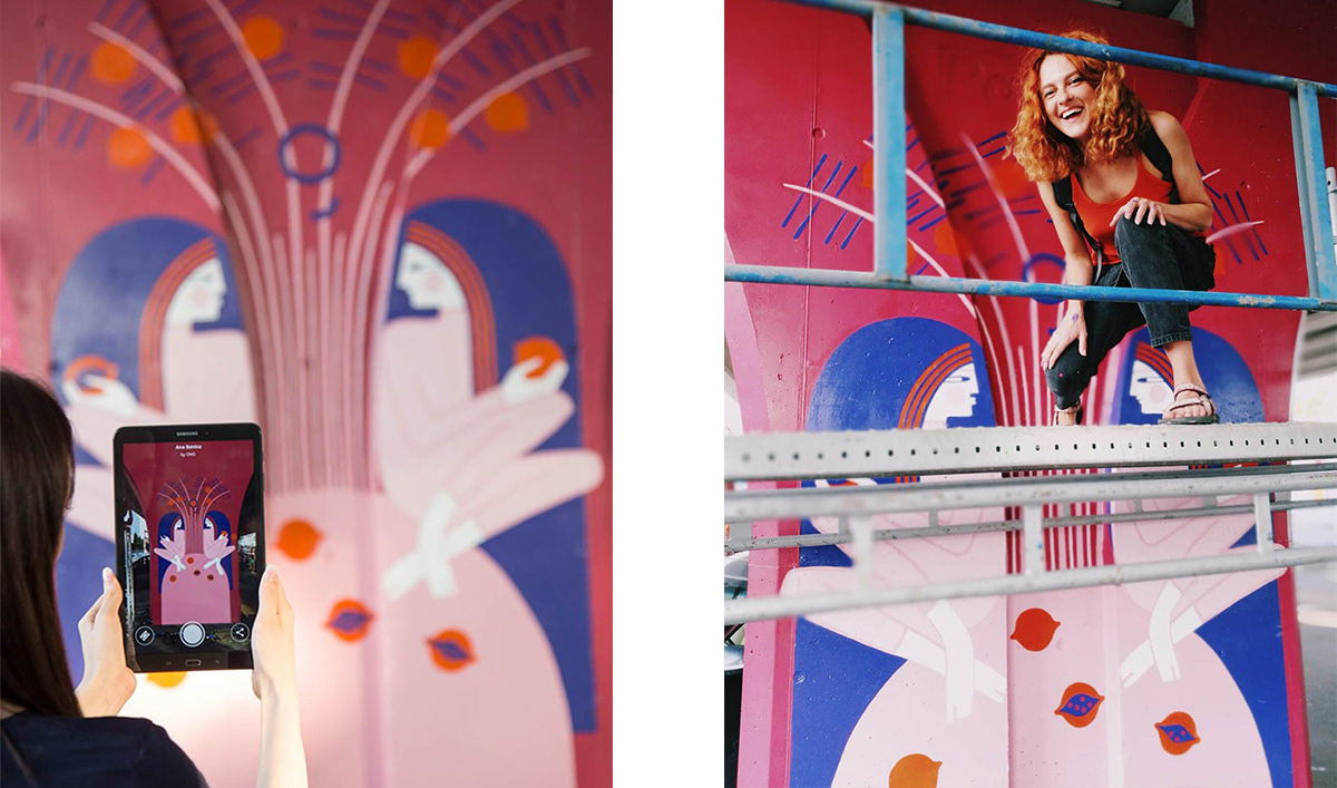 gallery graces ILLUSTRATION  Mural painting   pomegranates Street Art  symmetry Twins wall art