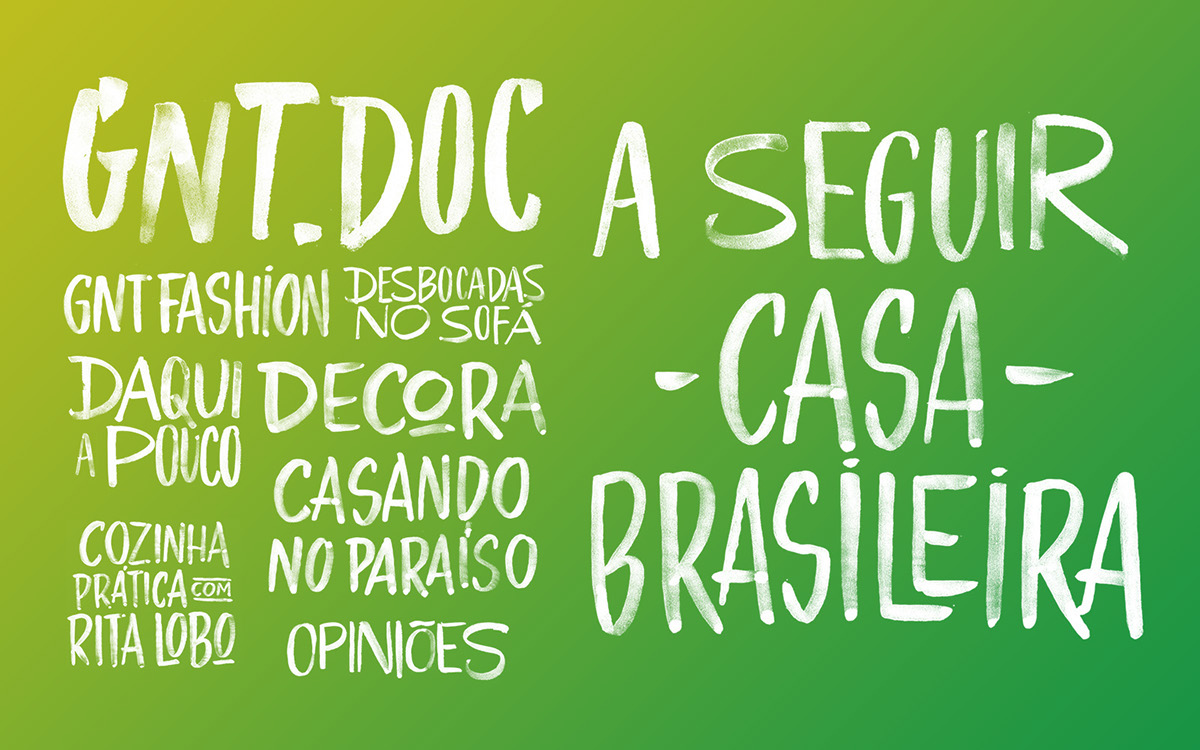 lettering Brasil GNT Globosat type letters design Channel andres rossi andresrossi andresrossistudio network colors motion