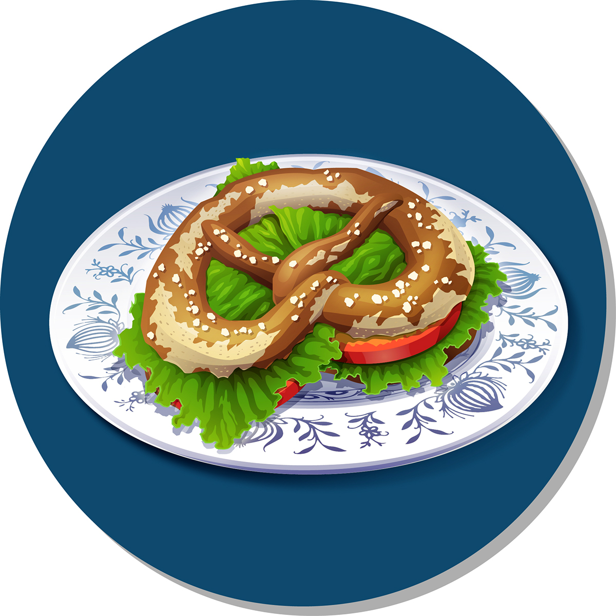 pretzel gastronomy Food  Icon delicious german bread vector sausage beer Bavaria germany deutsche cuisine brezel
