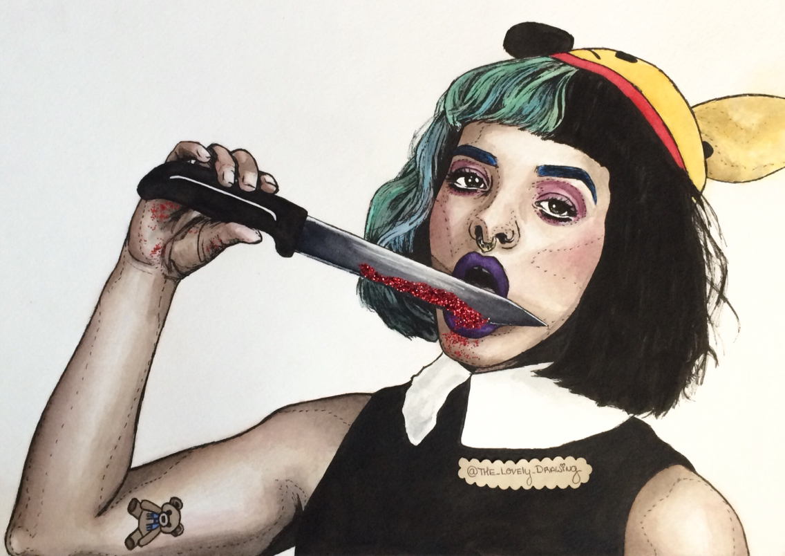 madethis Made this colossal Melanie Martinez portrait watercolors cry baby dollhouse Singer Marissa Asal