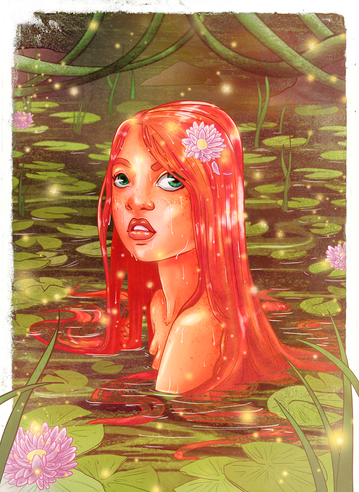 nymph photoshop girl Lady lake Lotus water