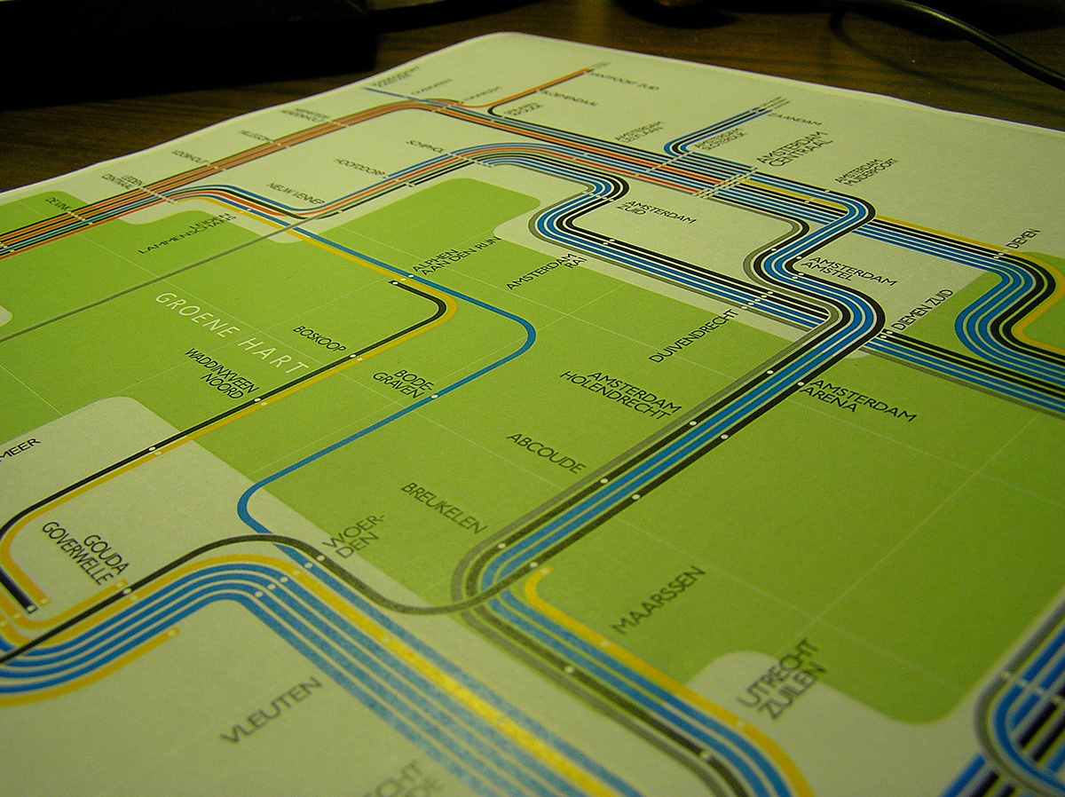Randstad maps public transportation train railway transit map cartography infographic