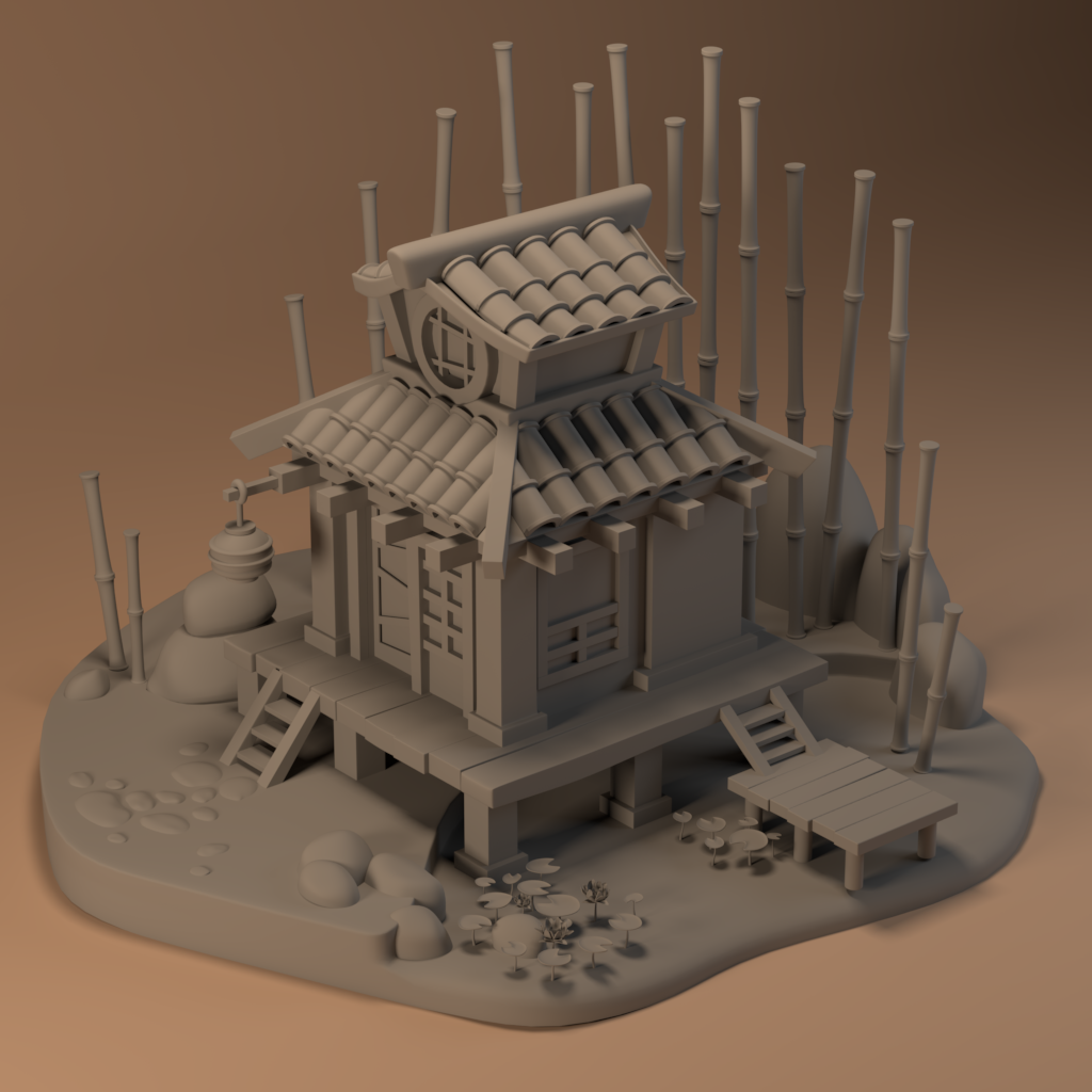 3D 3d modeling Bambu casa escene JAPON