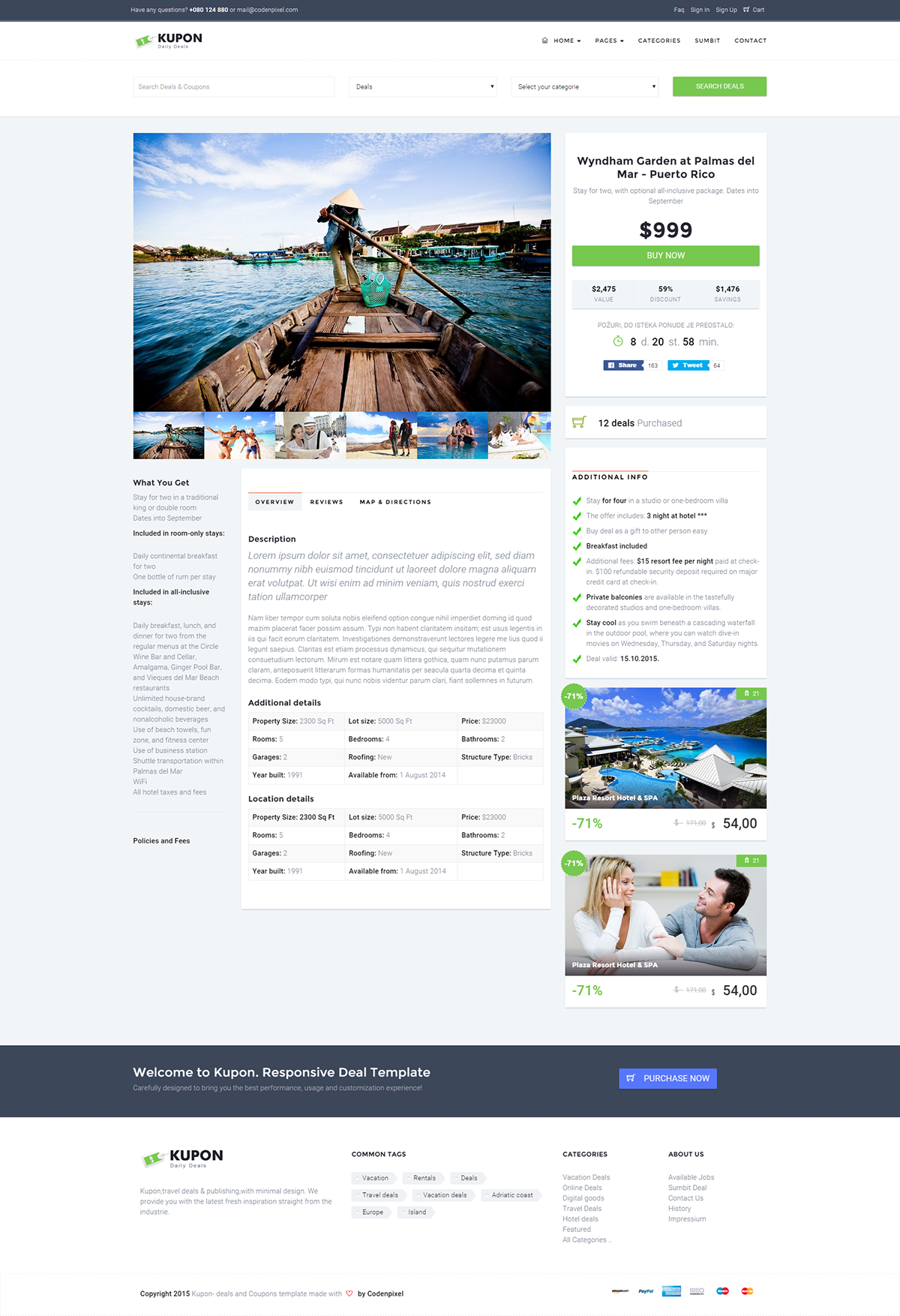 material design clean Deals template HTML Pamukovic css Travel vacations