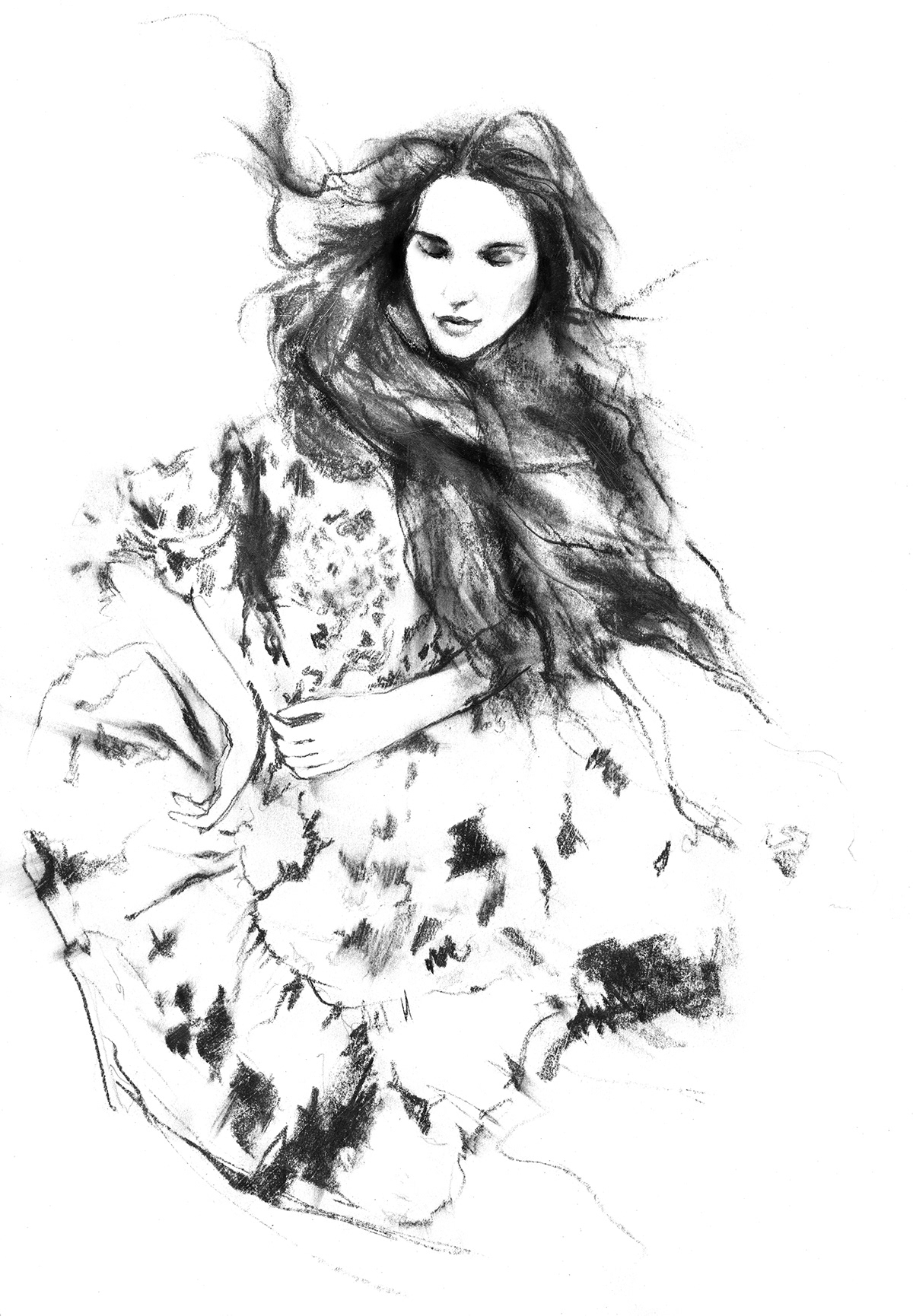 fashionillustration искусство Муза графика чернила карандаш fashiongirls портрет женщины passion