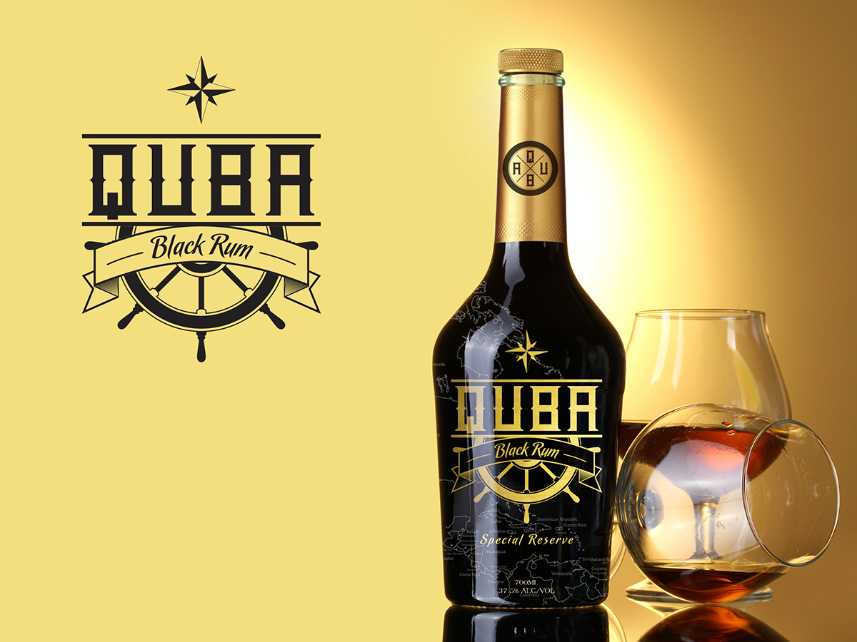Rum alcohol logo bottle Alcobev