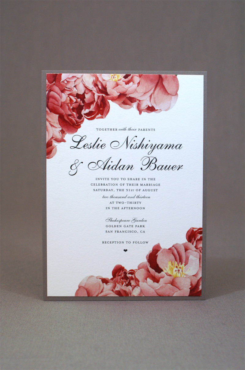 wedding Invitation watercolor pink gold digital san francisco map golden gate