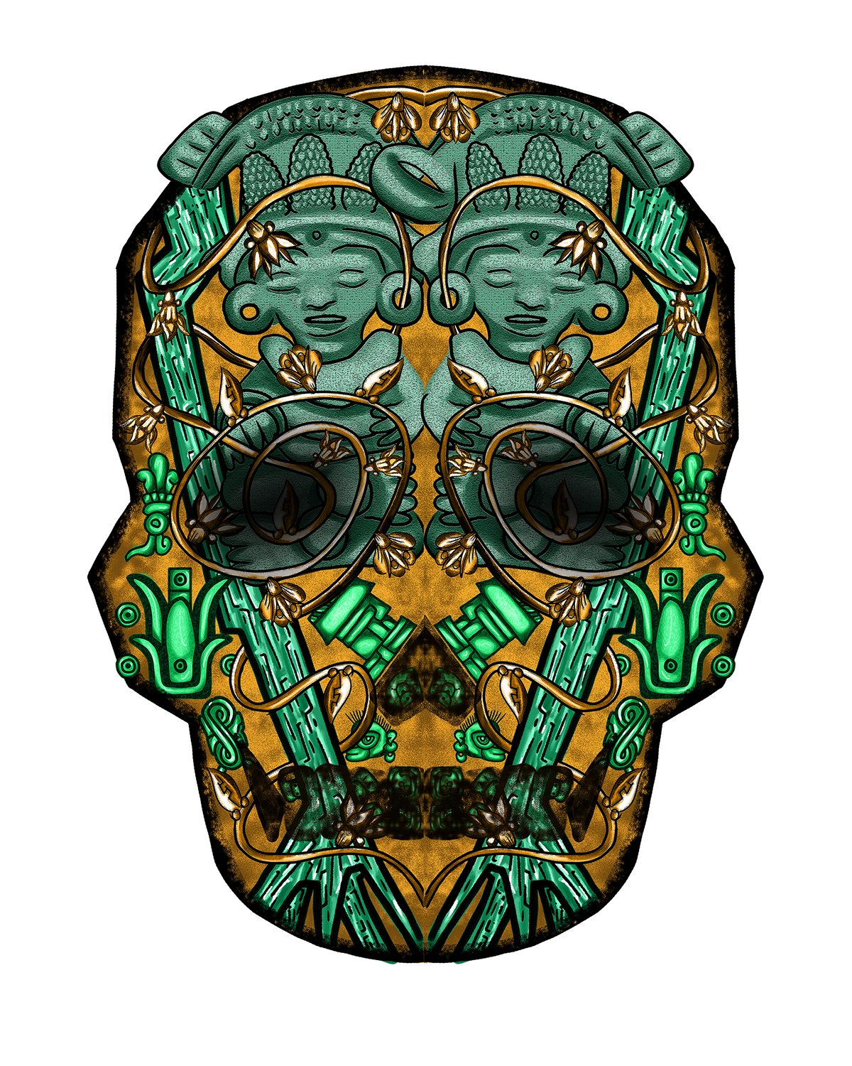 Dia De Muertos prehispanic Digital Art  ilustration skull Halloween colorful