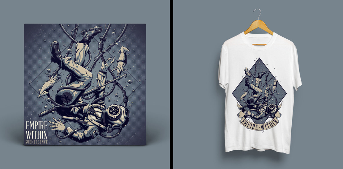 album art band diver hoodie illustrations Merch shirt Squid underwater
