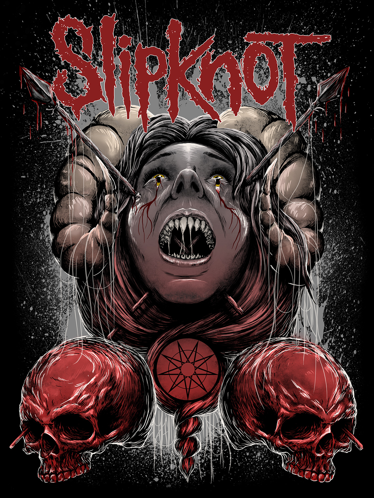 shirt contest slipknot metal brutal skull horns blood black gray red