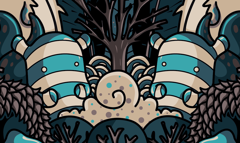 monster cute water boat hollow leaf mushroom sleep forest branch blue
