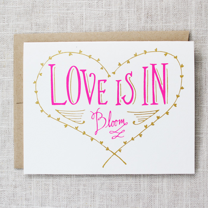 screen printing gold pink Valentine's Day Stationery card stamp