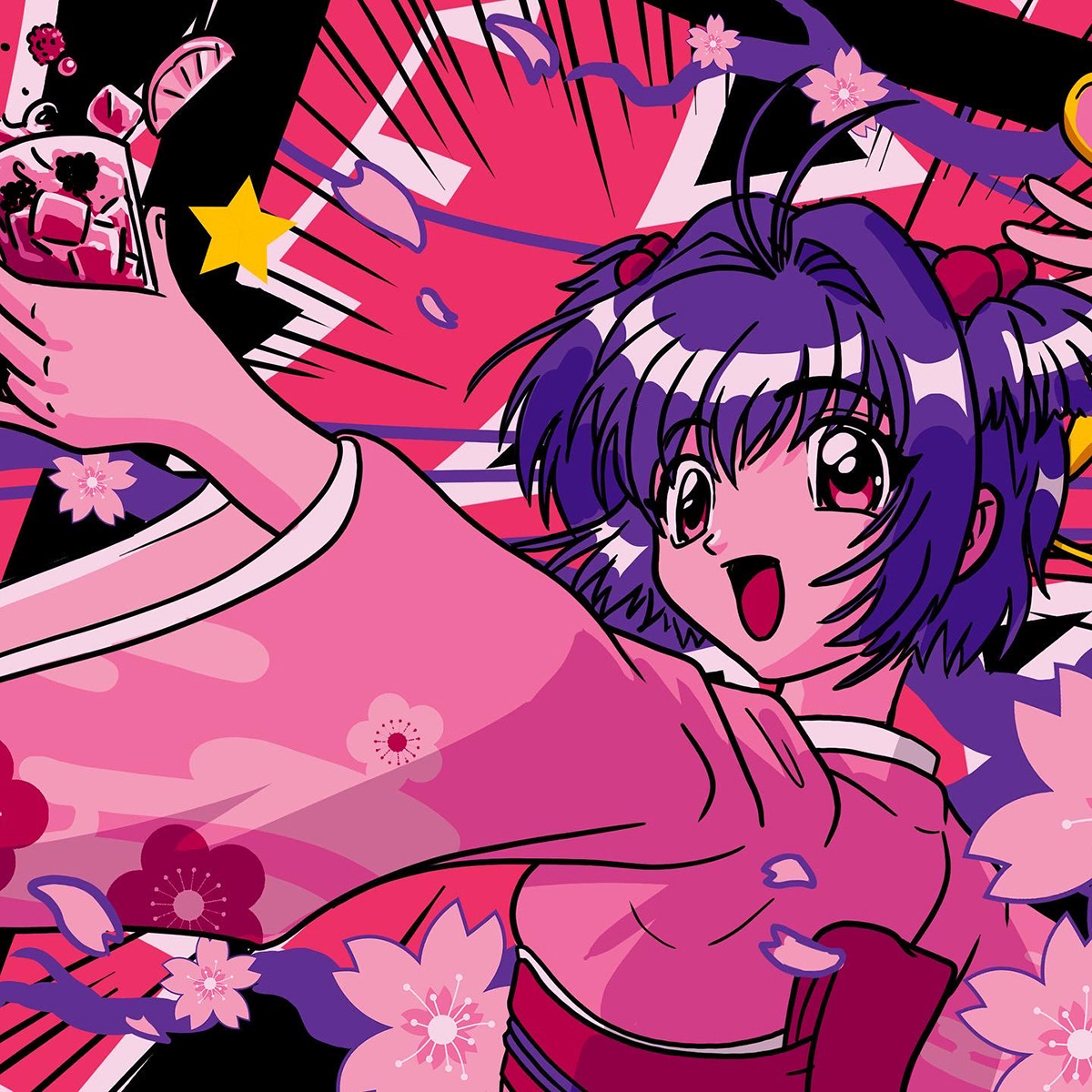 Mural painting   anime manga japanese alcohol kimono pink sakura