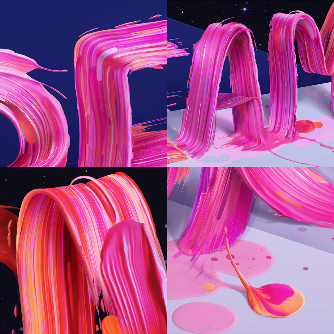 adobe photoshop type lettering paint color colour tv typographic abstract pink