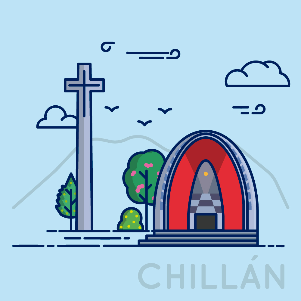 flat design design graphic design  ILLUSTRATION  Illustrator chillan chile cathedral catedral