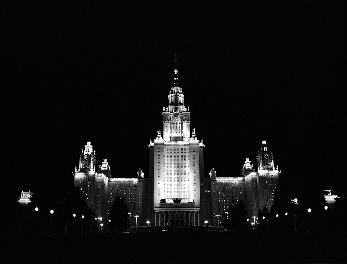 Moscow skyscraper b&w Black&white Film   soviet era totalitarian art
