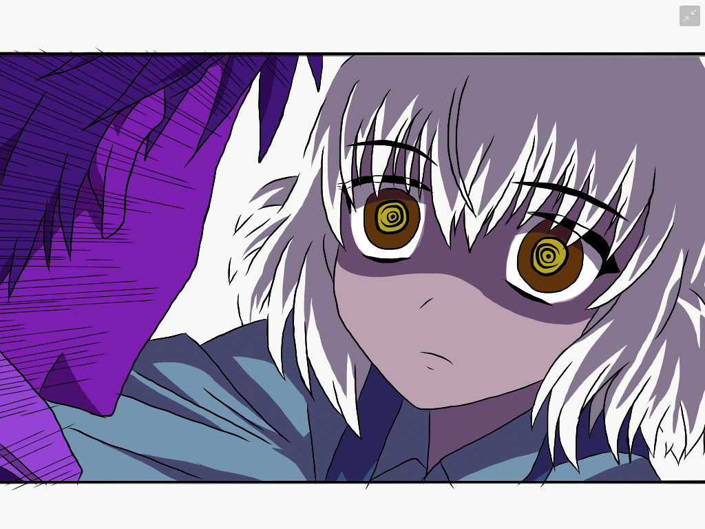 dfrag anime manga kenji roka Scary action doom blonde pop art fan otaku comedy  school high text Drawing  ILLUSTRATION  purple Shadows uniform blue gloom