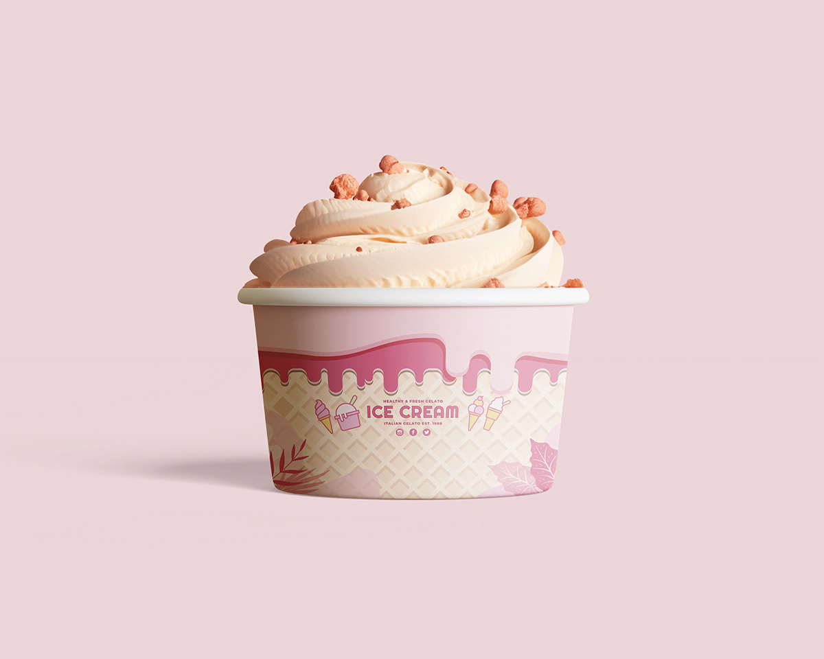 ice ice cream Packaging Mockup brand identity visual Food  drink Sorbet Gelato