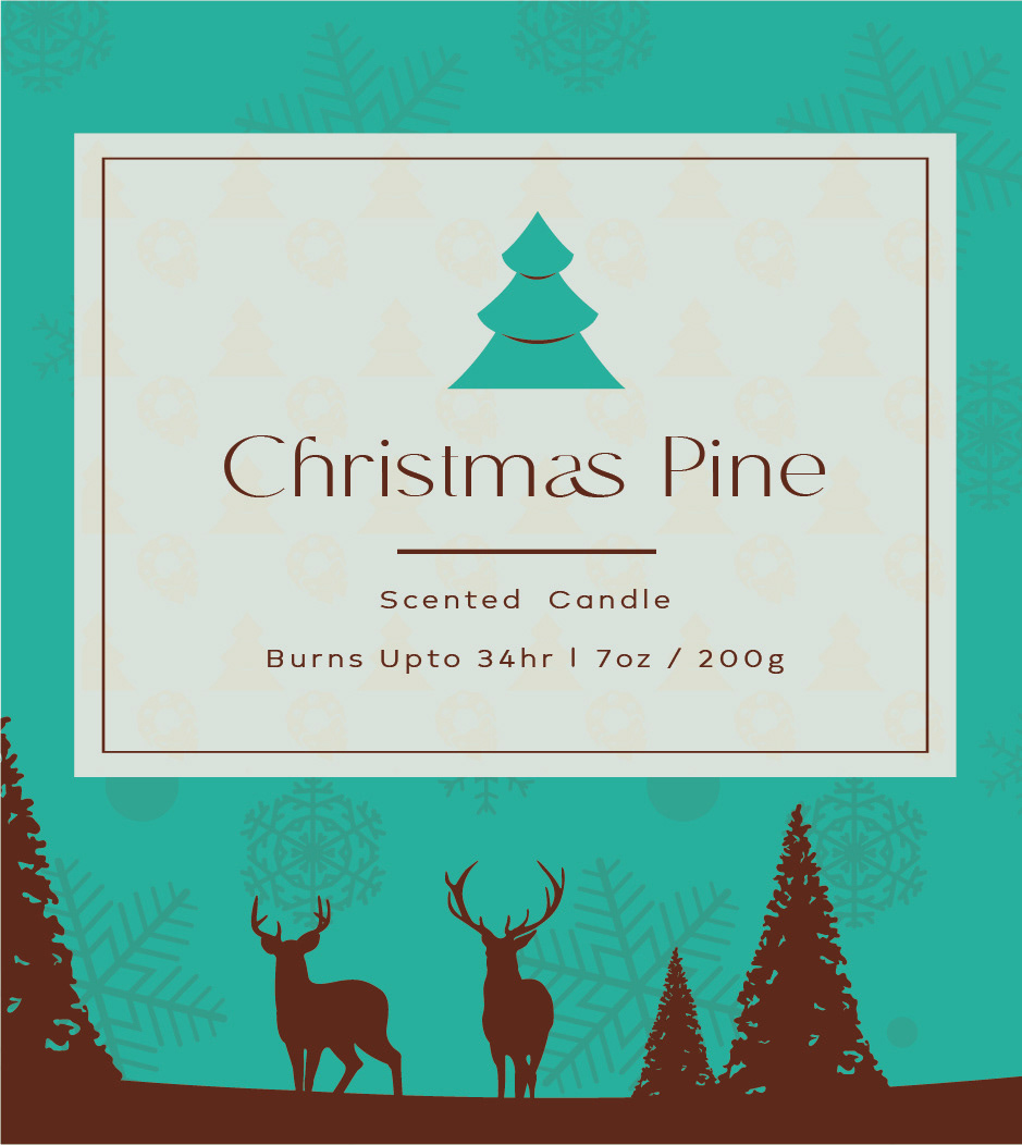 Created Christmas pine scented candle box design 
