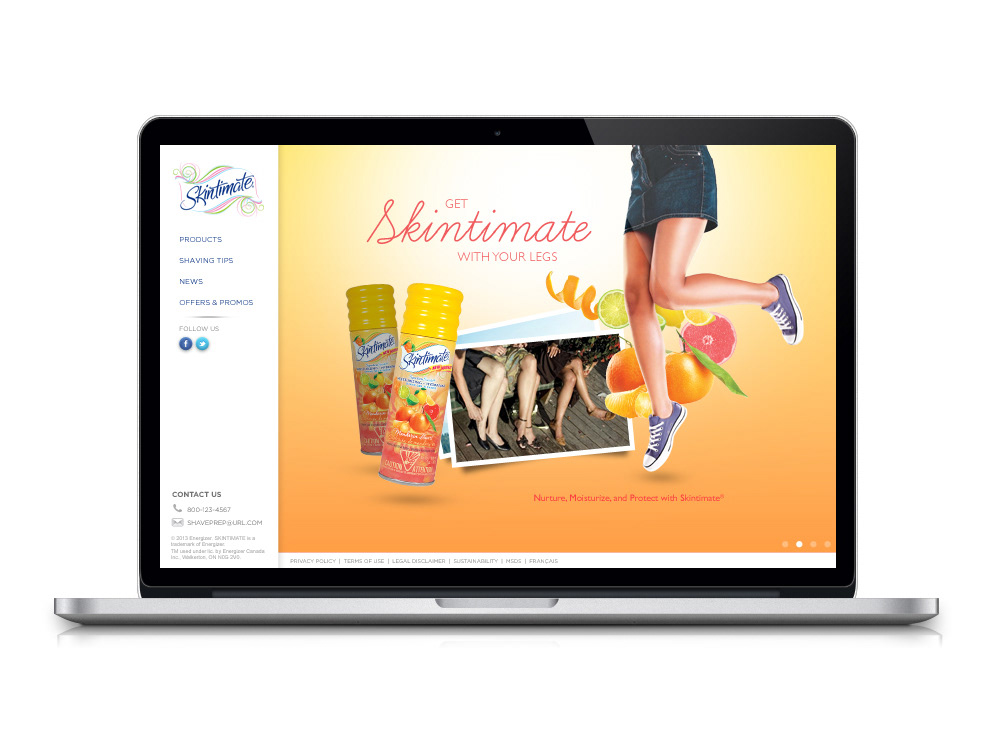 skintimate Shave Gel redesign Rebrand Website parallex products product site