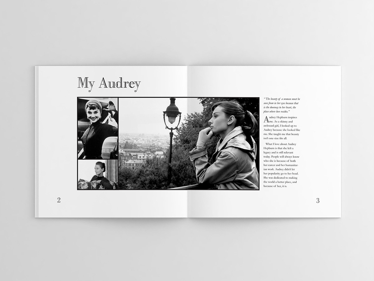Audrey Hepburn book design Layout biography