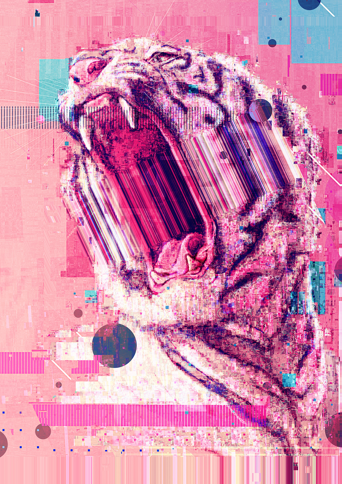 Ps25Under25 digital decade Glitch glitchart tiger White animal poster vector shapes pink raw MakeItNYC