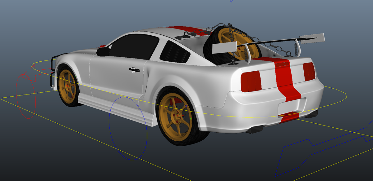 Mustang gto compute animation 3D model animating  Car fast Drifts