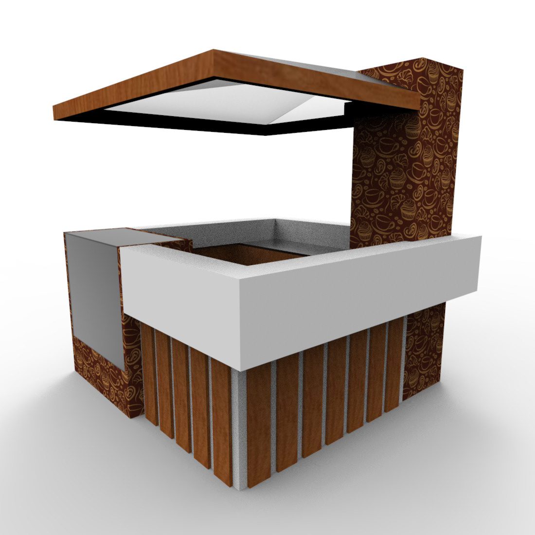 3D cafe Coffee design diseño keyshot punto de venta SketchUP Stand