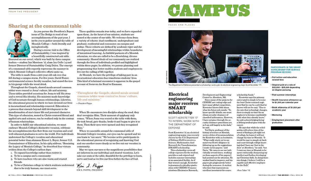 magazine feature Layout college alumni
