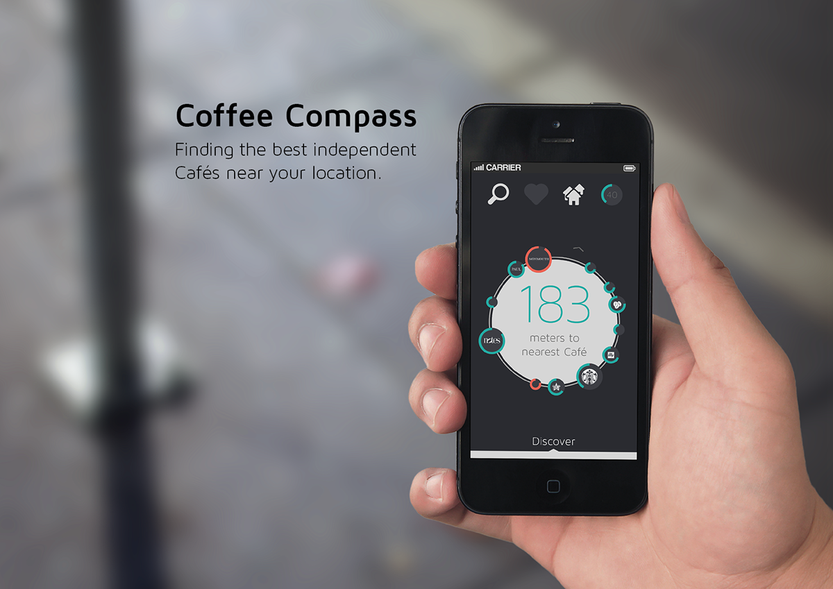 app iphone Coffee compass apple iphone 5 flat UI Interface